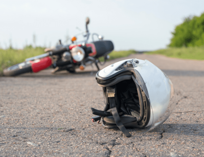 Motorcycle accident with helmet